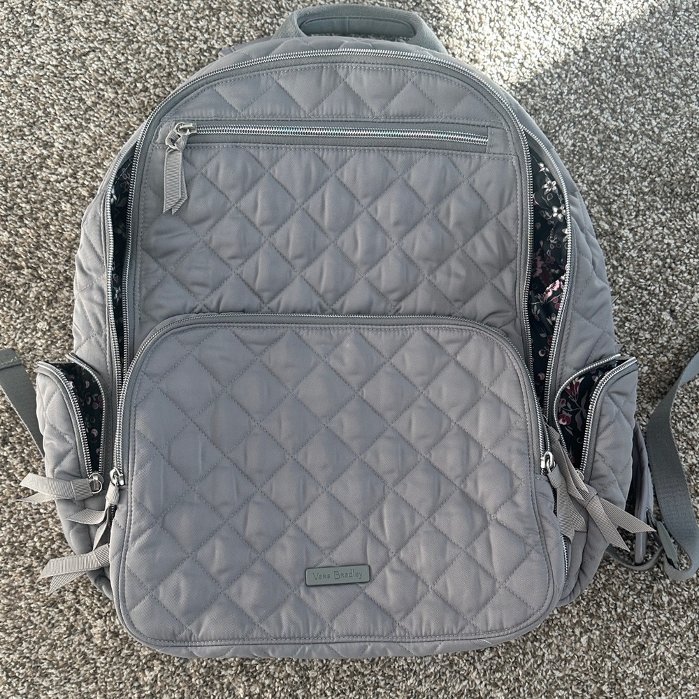 Vera Bradley Gray Quilted Backpack